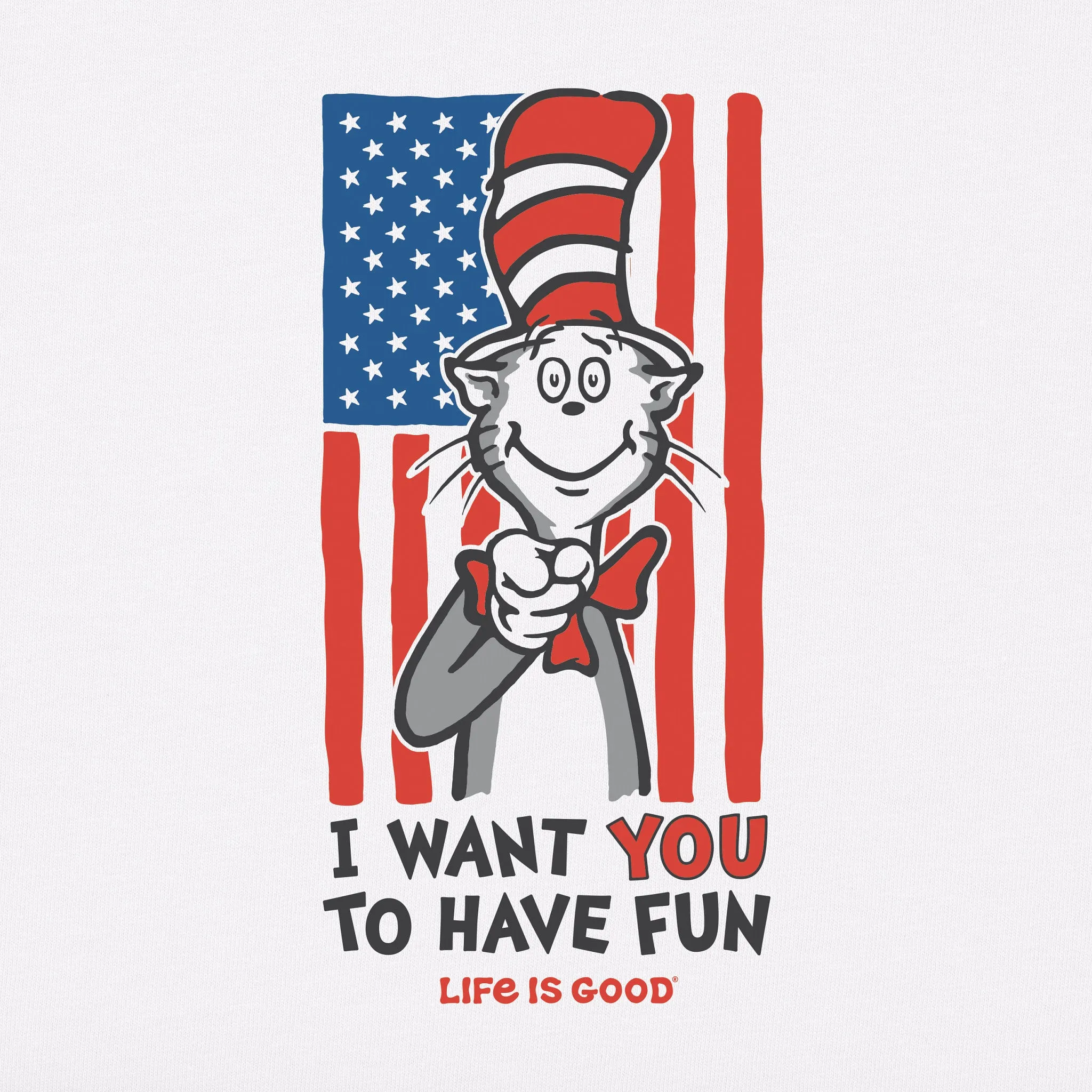 Women's Cat in the Hat Wants You Short Sleeve Crusher Tee Life is Good