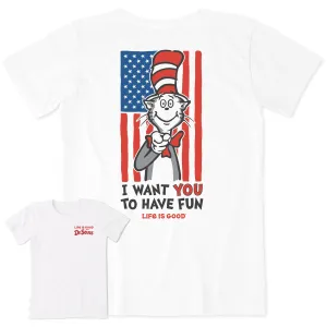 Women's Cat in the Hat Wants You Short Sleeve Crusher Tee Life is Good