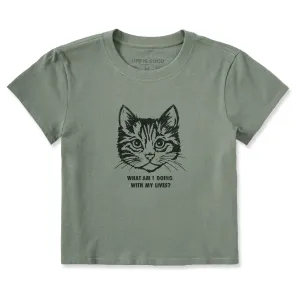 Women's Cat Lives Crusher-LITE Shrunken Tee Life is Good