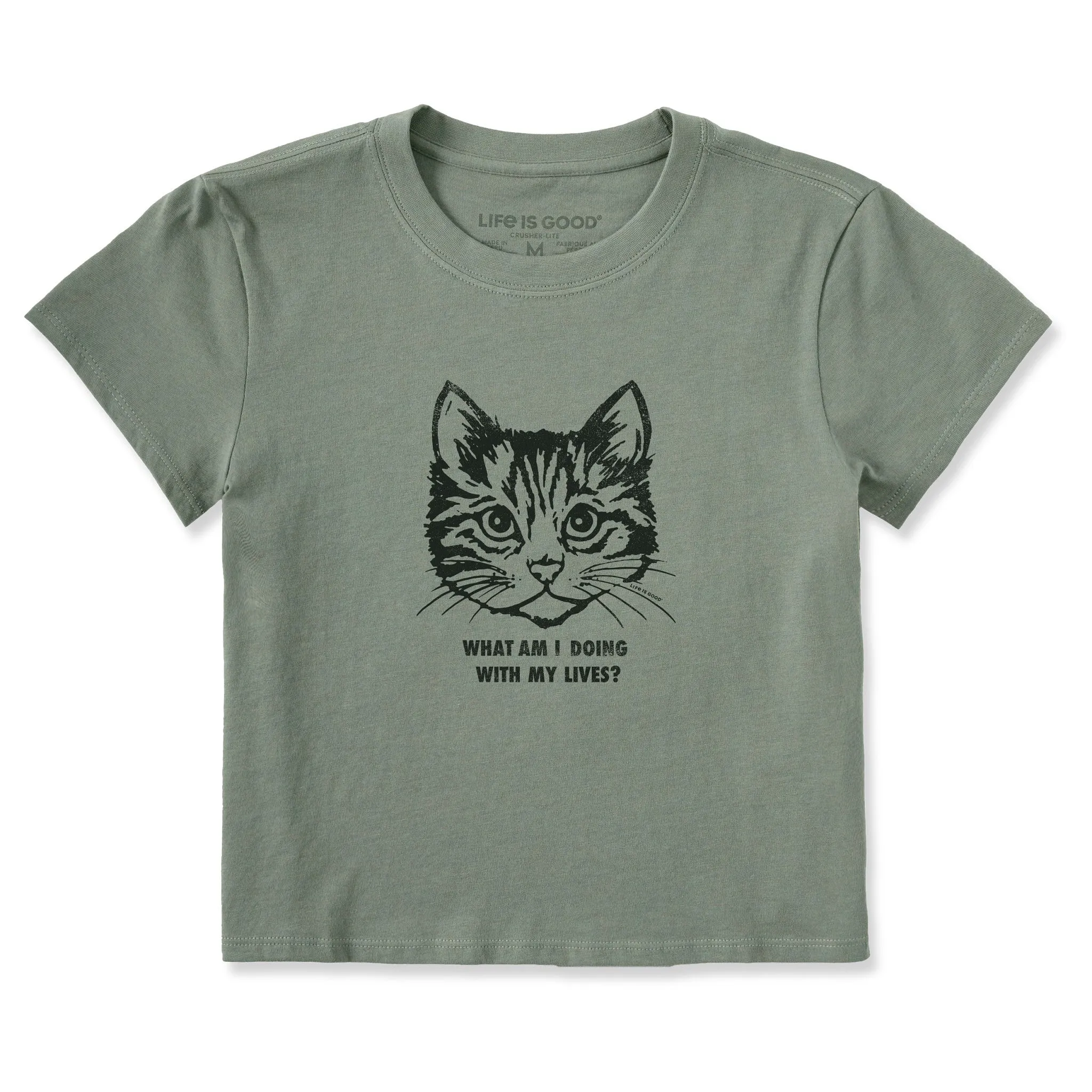 Women's Cat Lives Crusher-LITE Shrunken Tee Life is Good