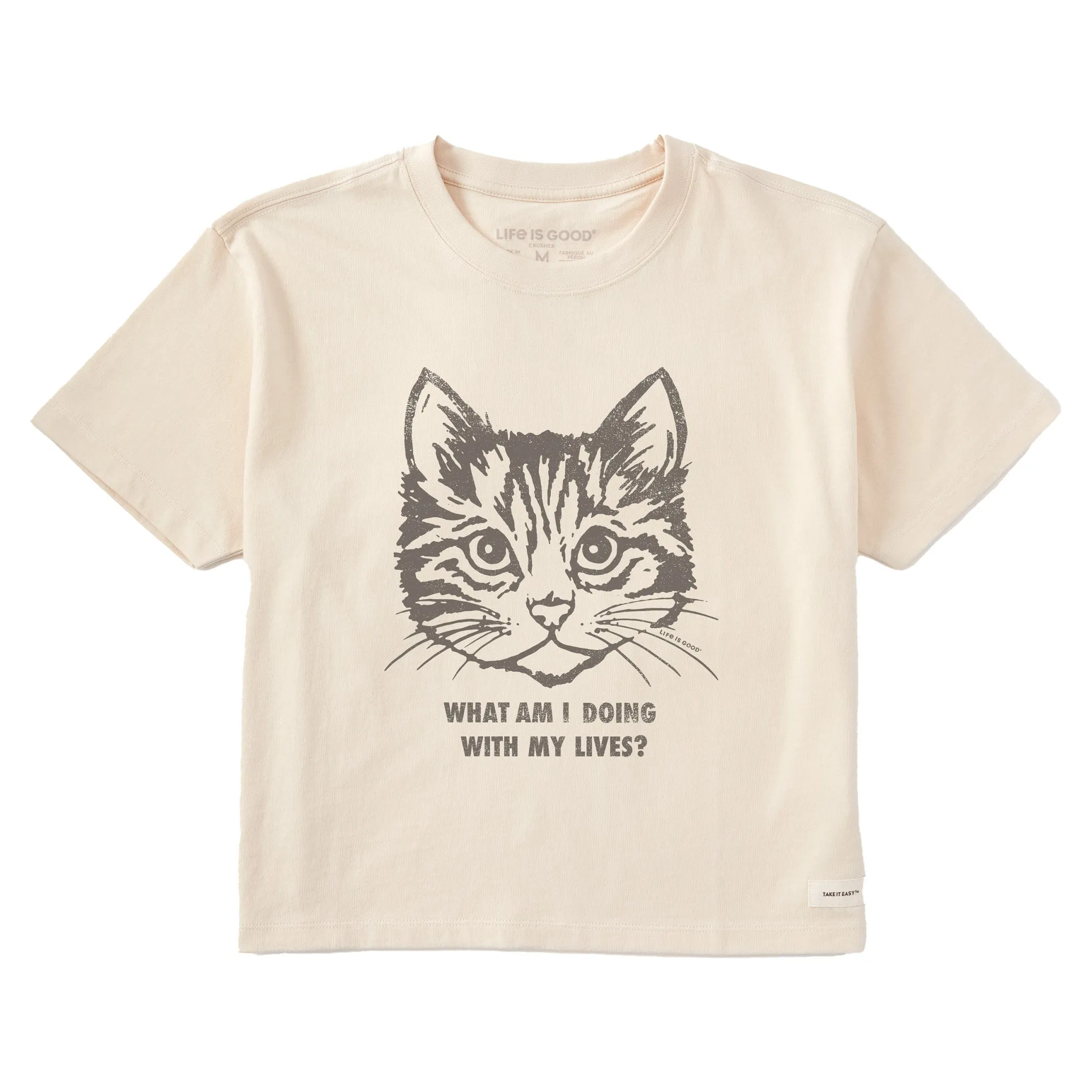 Women's Cat Lives Short Sleeve Crusher Boxy Tee Life is Good