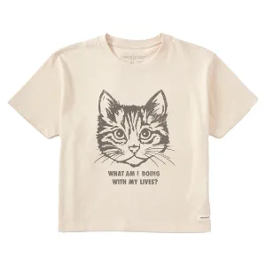 Women's Cat Lives Short Sleeve Crusher Boxy Tee Life is Good