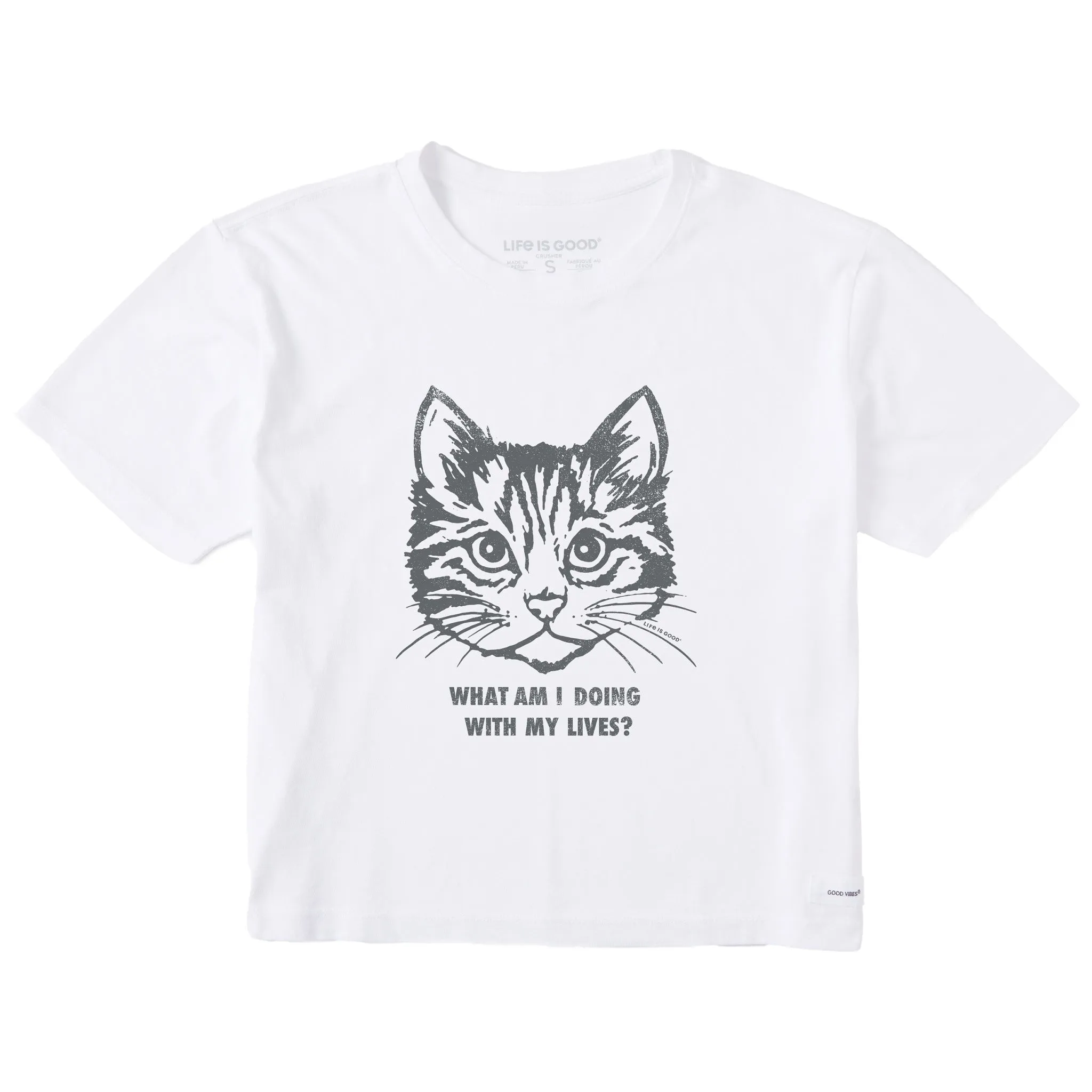 Women's Cat Lives Short Sleeve Crusher Boxy Tee Life is Good