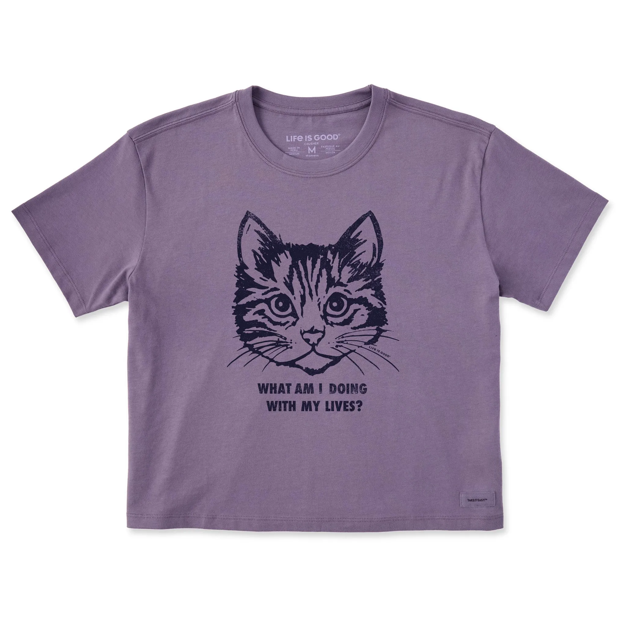 Women's Cat Lives Short Sleeve Crusher Boxy Tee Life is Good