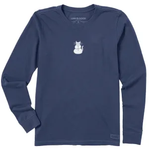 Women's Cat Snowman Long Sleeve Crusher Tee Life is Good