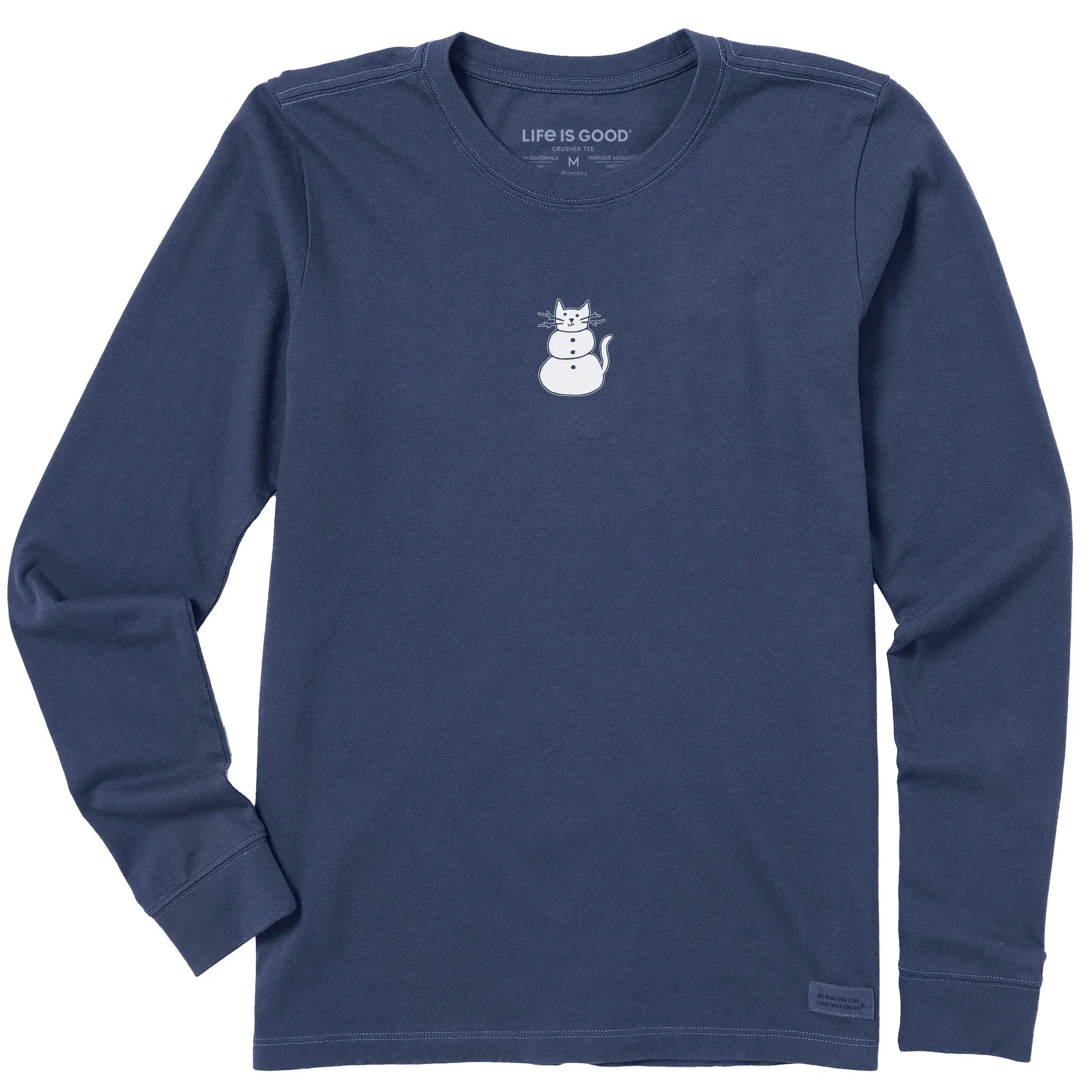 Women's Cat Snowman Long Sleeve Crusher Tee Life is Good