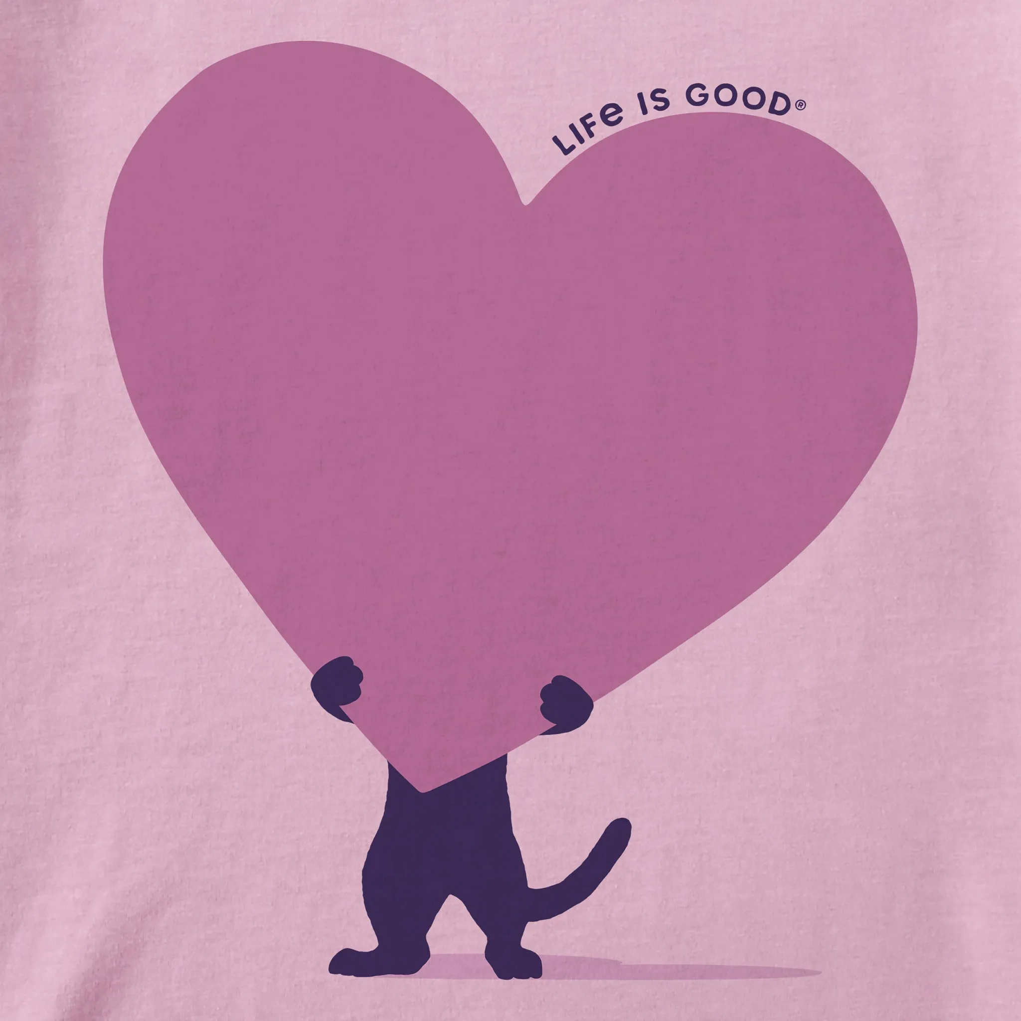 Women's Cat with Heart Short Sleeve Crusher Tee Life is Good
