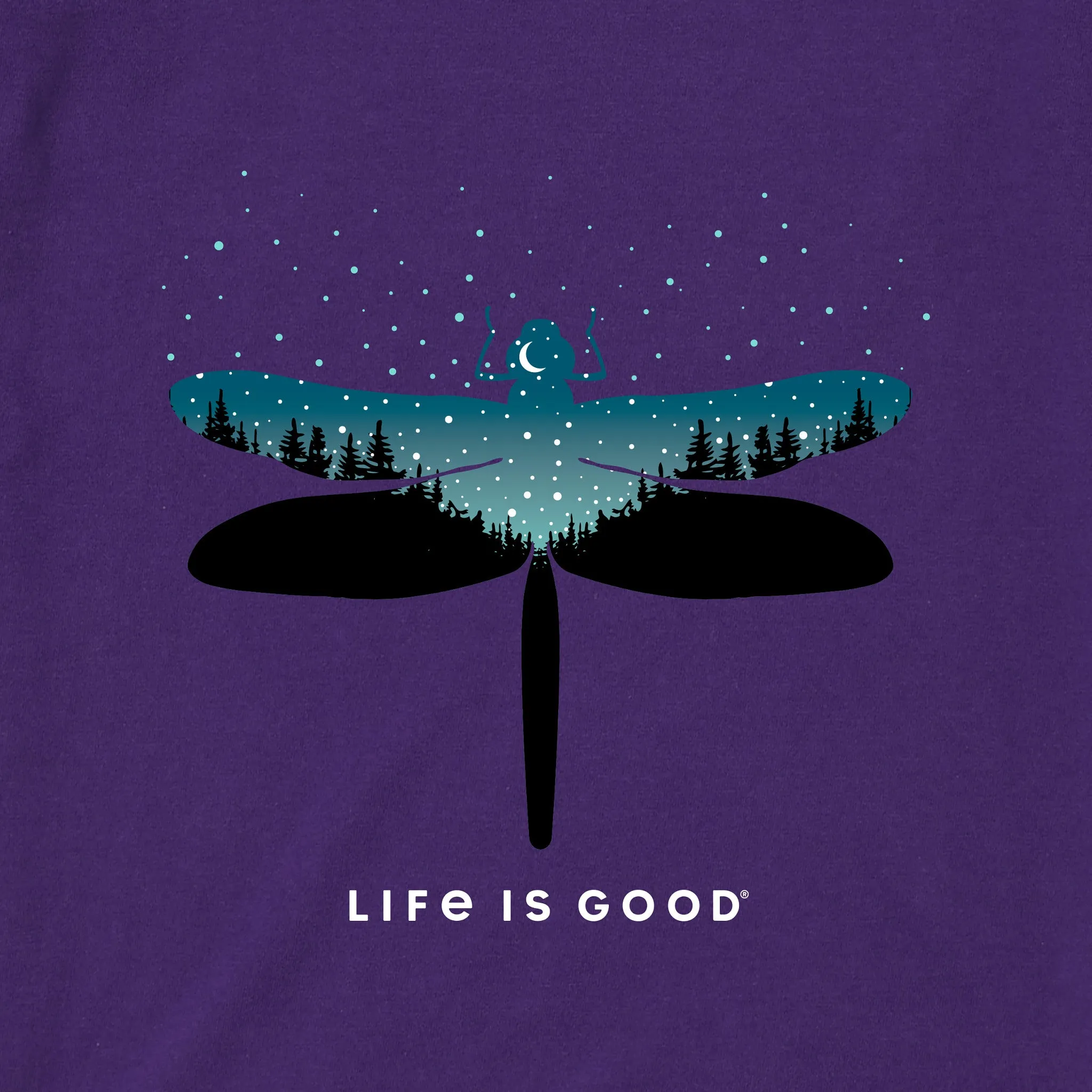 Women's Celestial Dragonfly Landscape Long Sleeve Crusher Tee Life is Good
