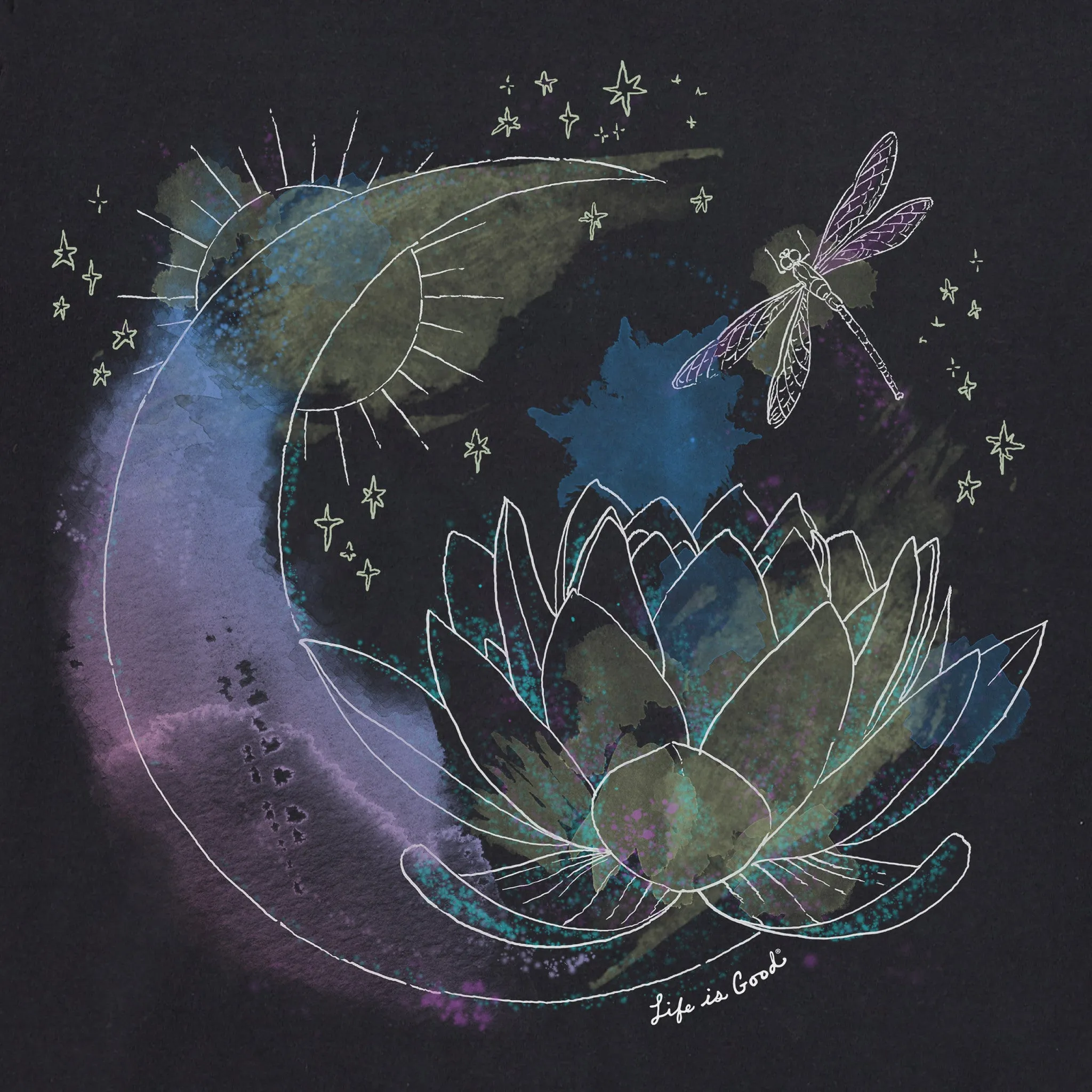 Women's Celestial Dragonfly Short Sleeve Tee Life is Good