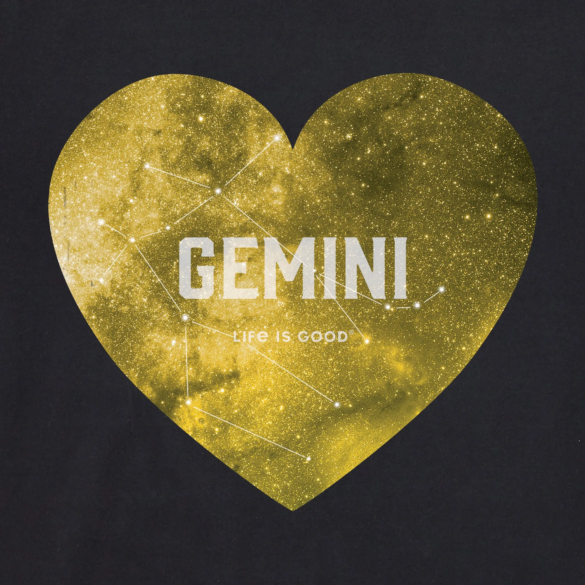 Women's Celestial Gemini Heart Short Sleeve Crusher Vee Life is Good