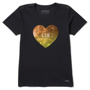 Women's Celestial Leo Heart Short Sleeve Crusher Vee Life is Good