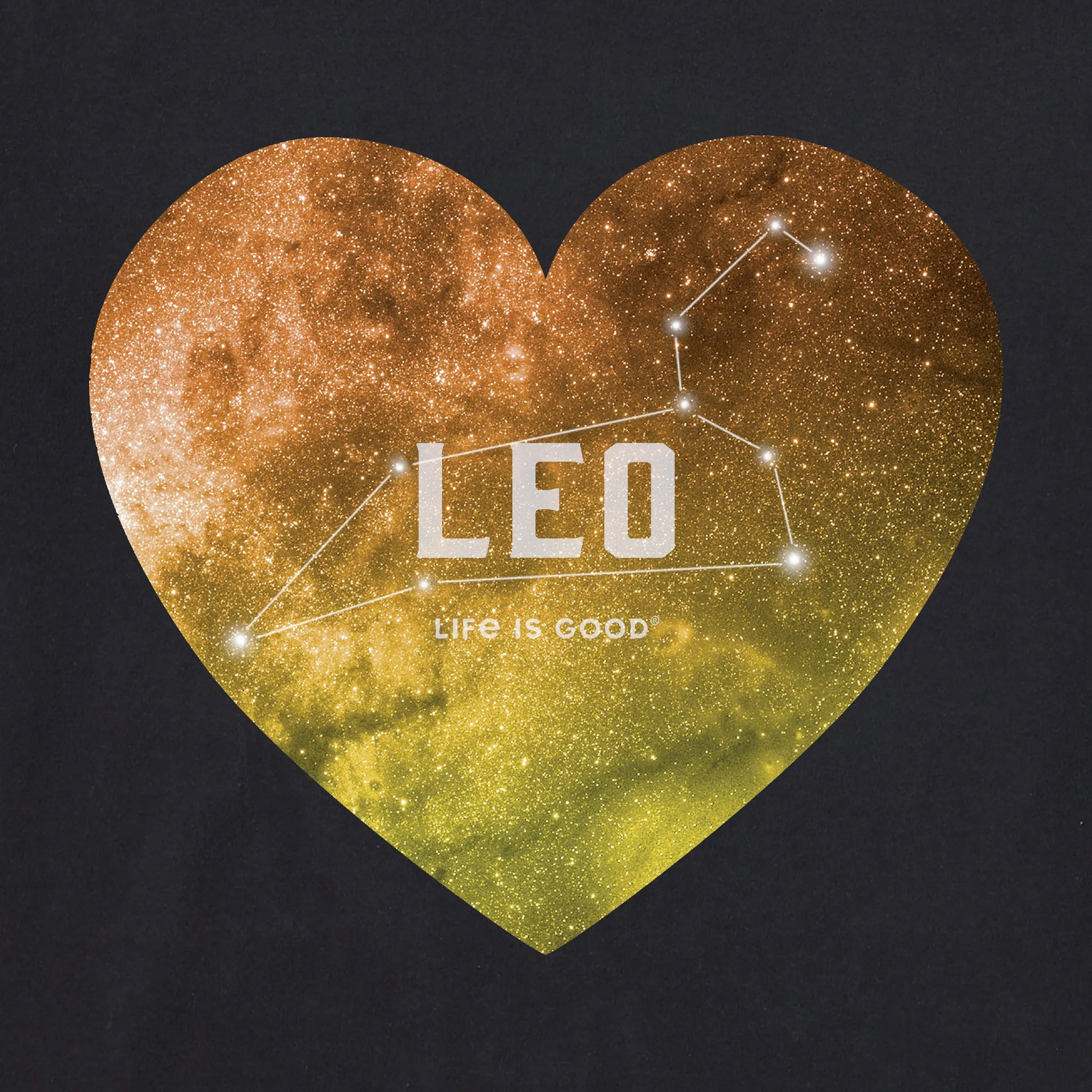 Women's Celestial Leo Heart Short Sleeve Crusher Vee Life is Good