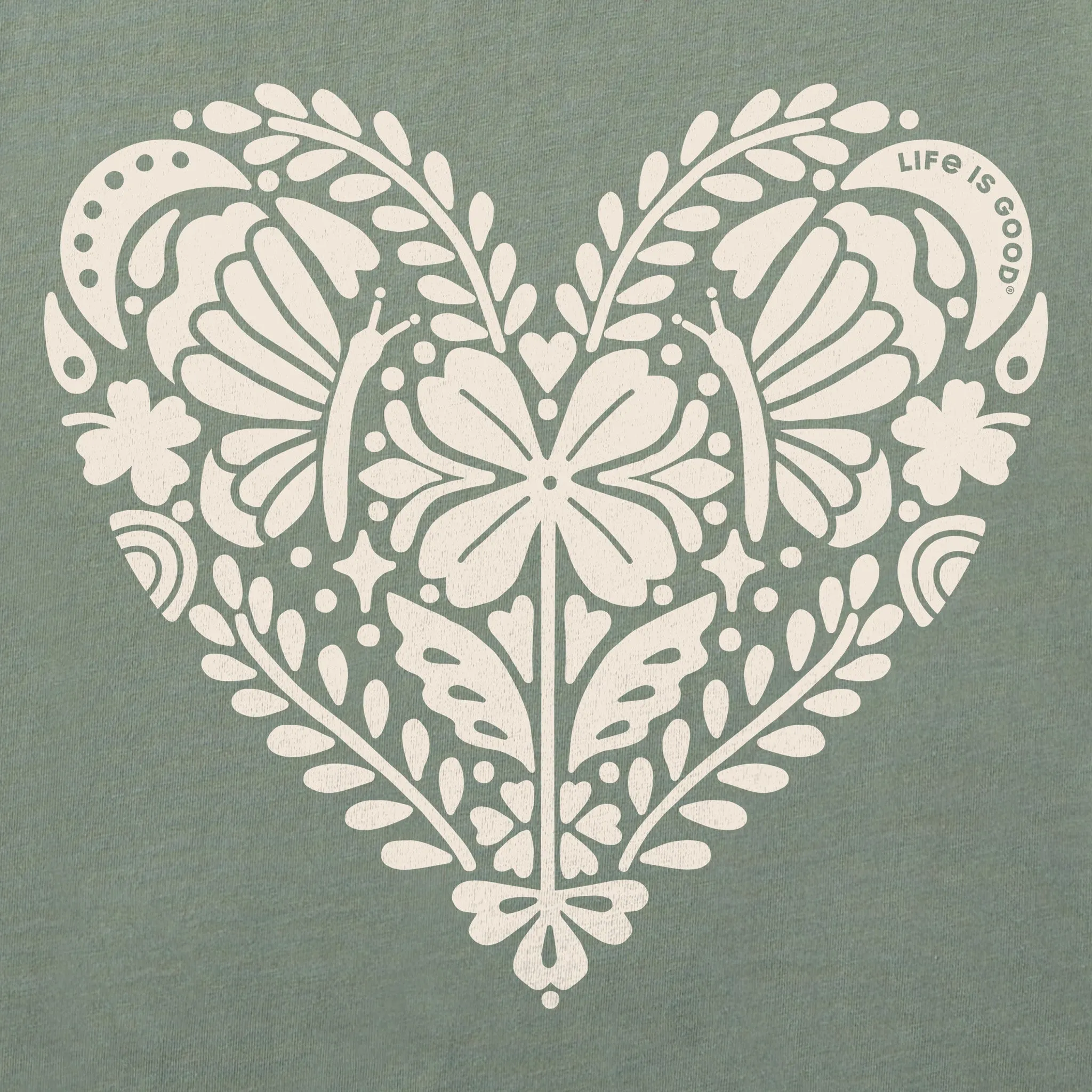 Women's Celtic Clover Heart Short Sleeve Crusher Vee Life is Good