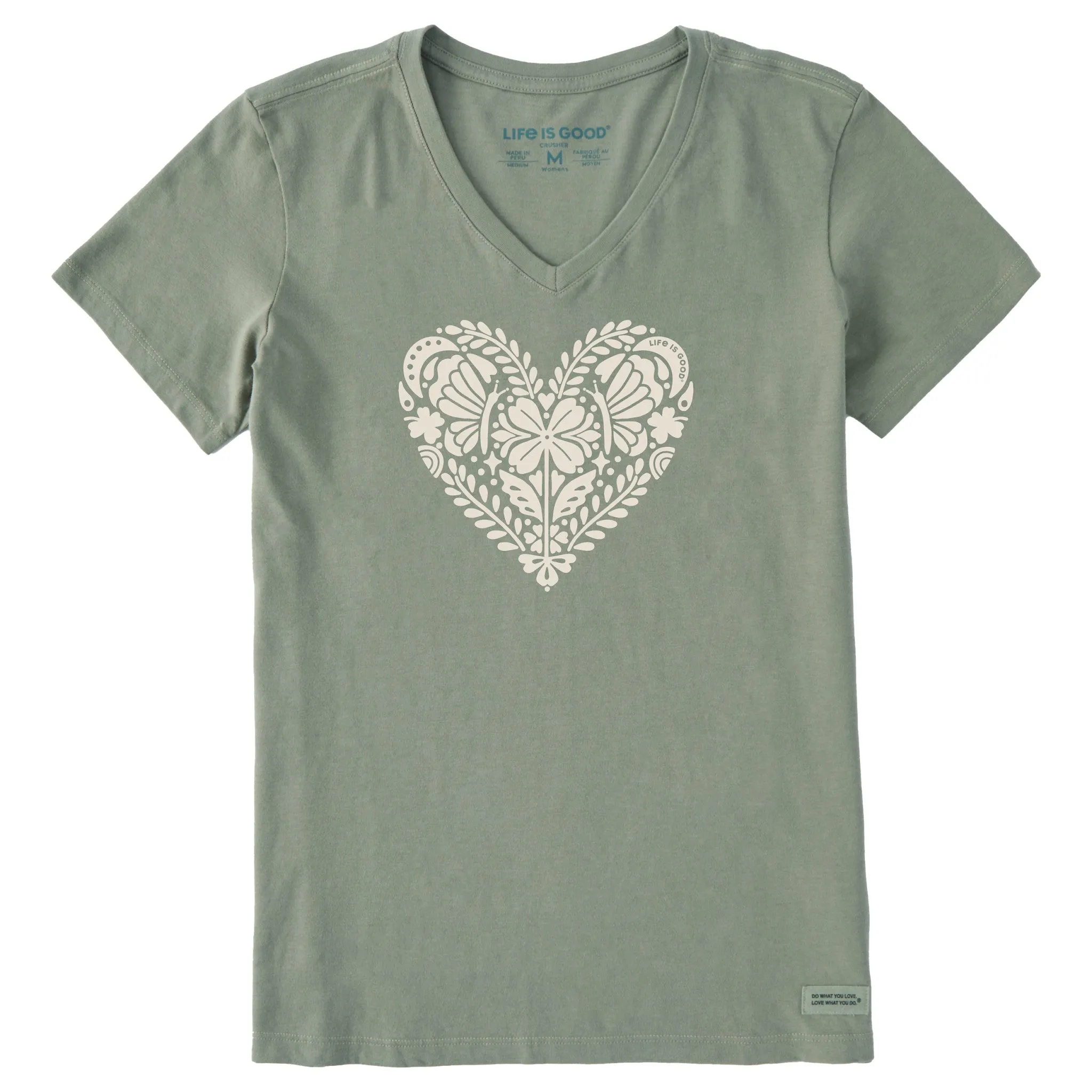 Women's Celtic Clover Heart Short Sleeve Crusher Vee Life is Good