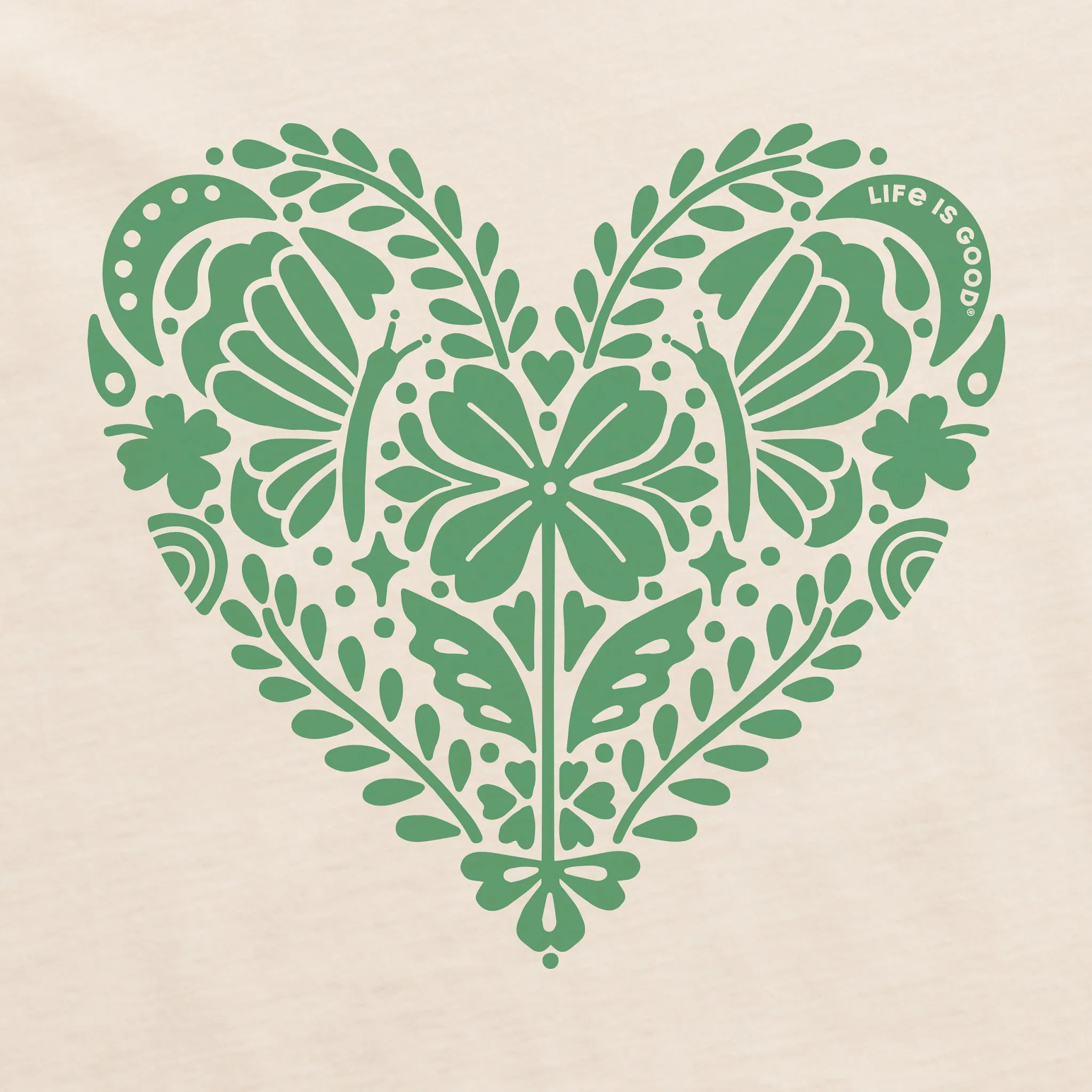 Women's Celtic Clover Heart Short Sleeve Crusher Vee Life is Good