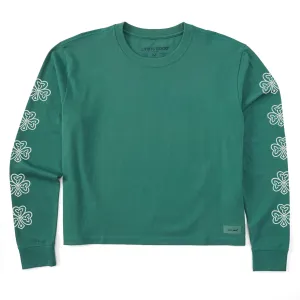Women's Celtic Clovers Long Sleeve Crusher Boxy Tee Life is Good