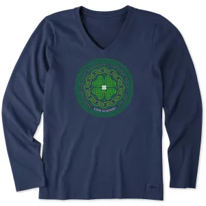 Women's Celtic Mandala Long Sleeve Crusher Vee Life is Good