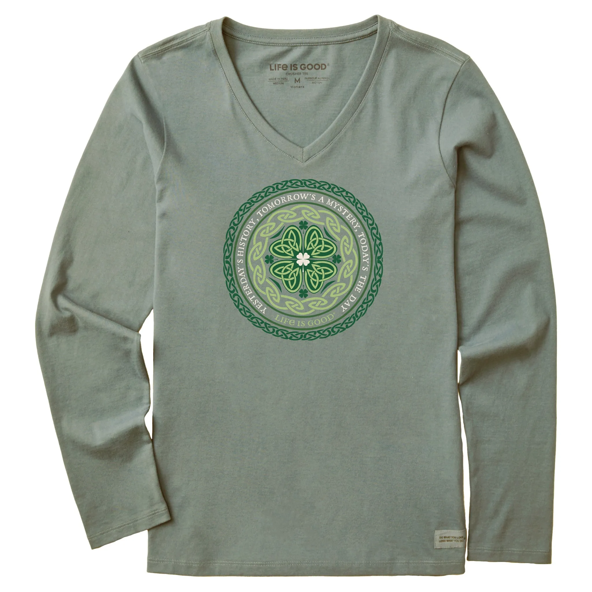 Women's Celtic Mandala Long Sleeve Crusher Vee Life is Good