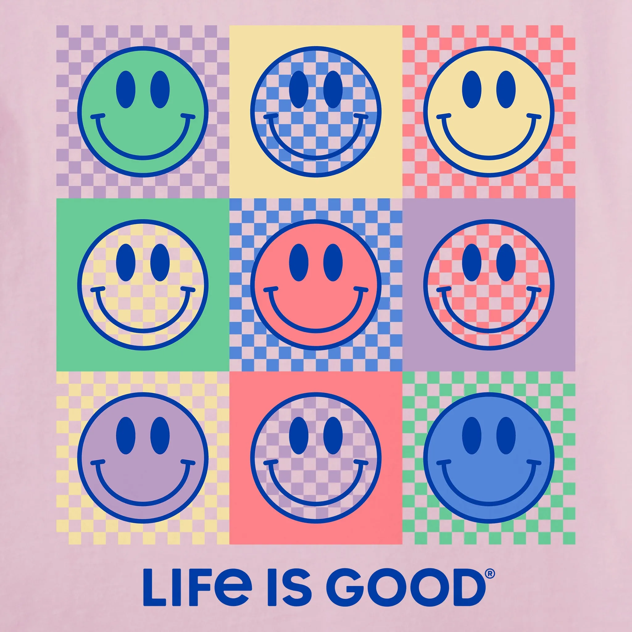 Women's Checkerboard Smilies Short Sleeve Crusher-LITE Tee Life is Good