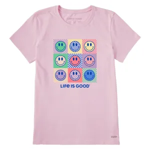 Women's Checkerboard Smilies Short Sleeve Crusher-LITE Tee Life is Good