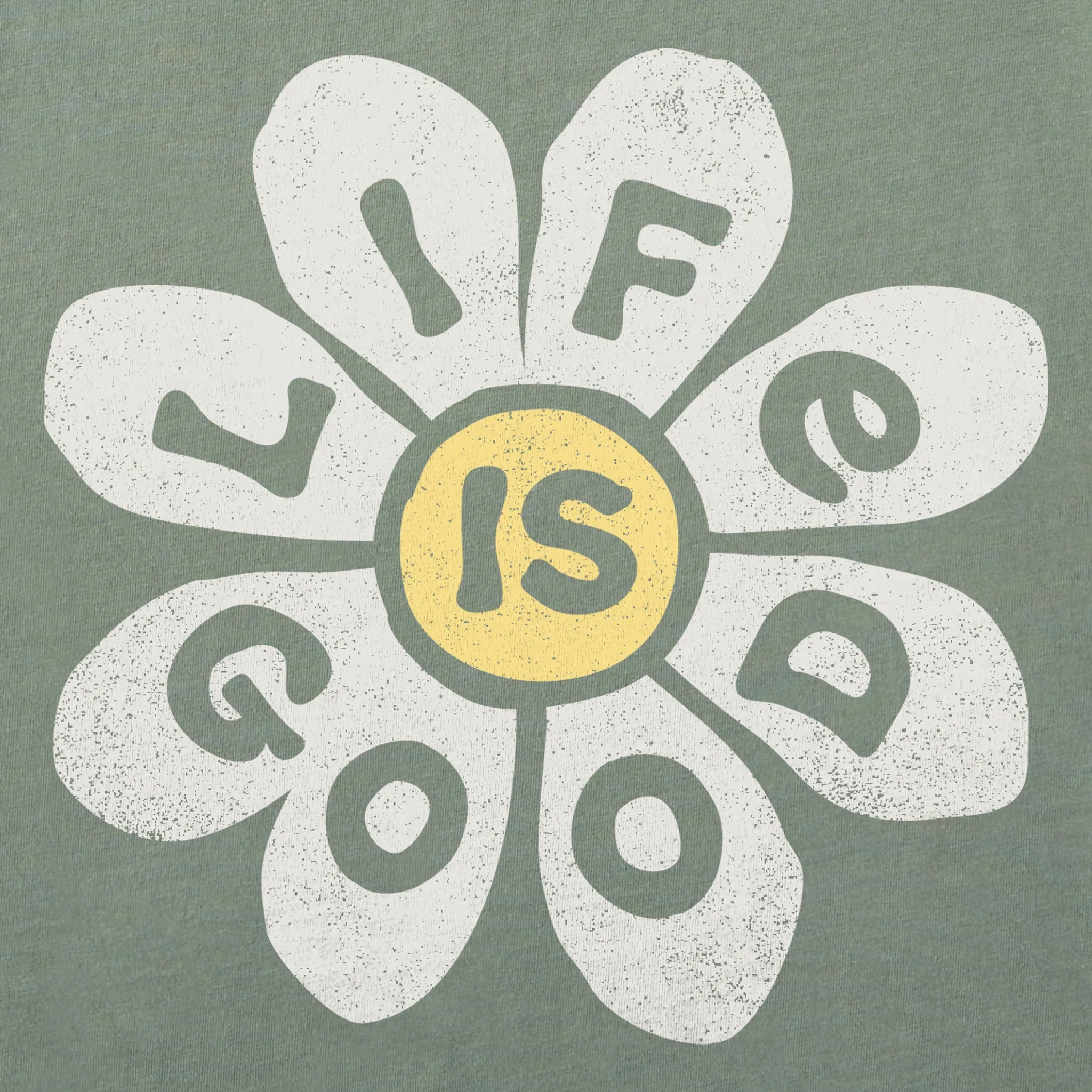 Women's Cheery Flower Long Sleeve Crusher Vee Life is Good