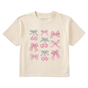 Women's Cherries and Ribbons Short Sleeve Crusher Boxy Tee Life is Good
