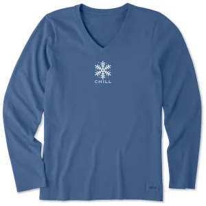 Women's Chill Snowflake Long Sleeve Crusher Vee Life is Good