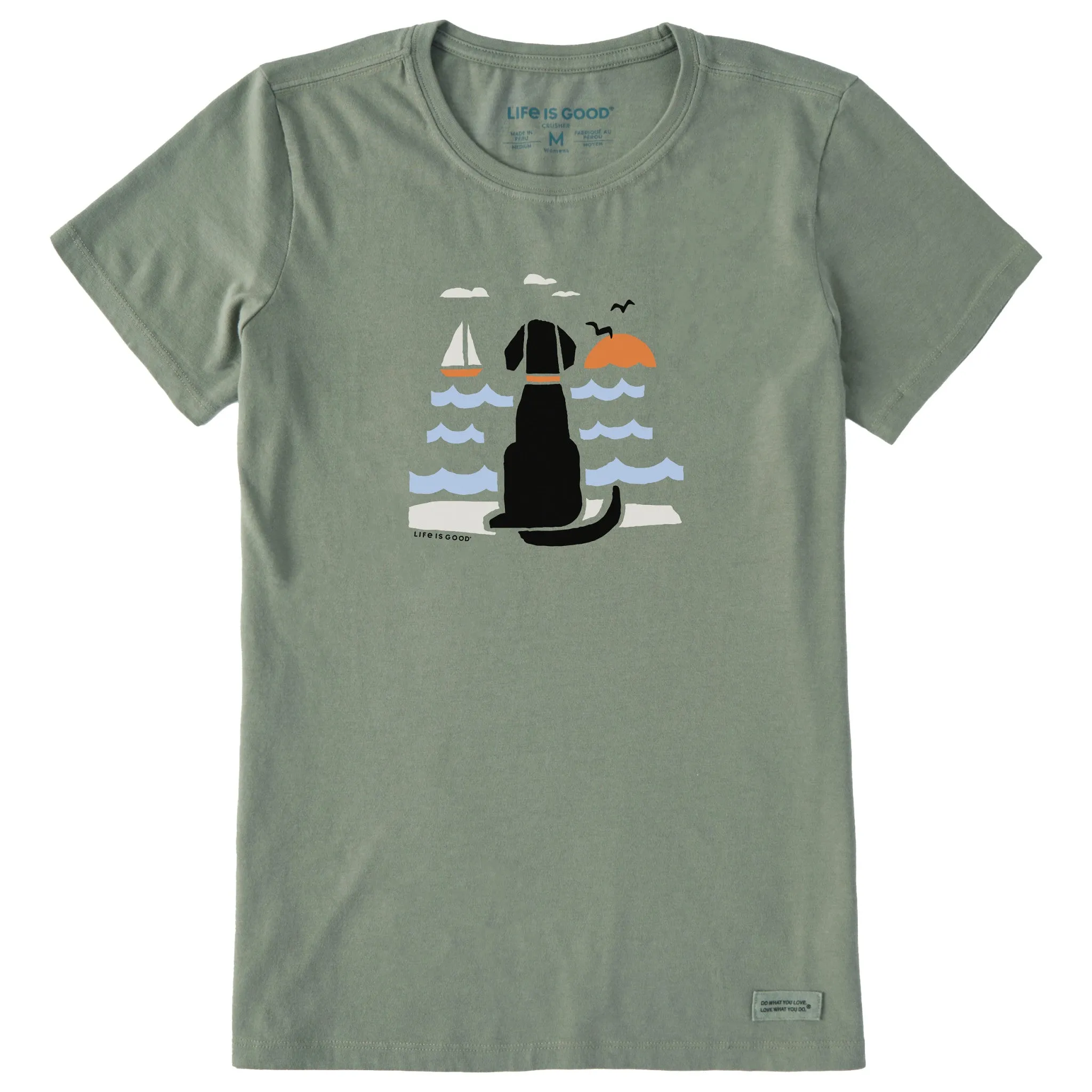 Women's Chillin' Dog @ the Beach Short Sleeve Crusher Tee Life is Good