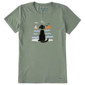 Women's Chillin' Dog @ the Beach Short Sleeve Crusher Tee Life is Good