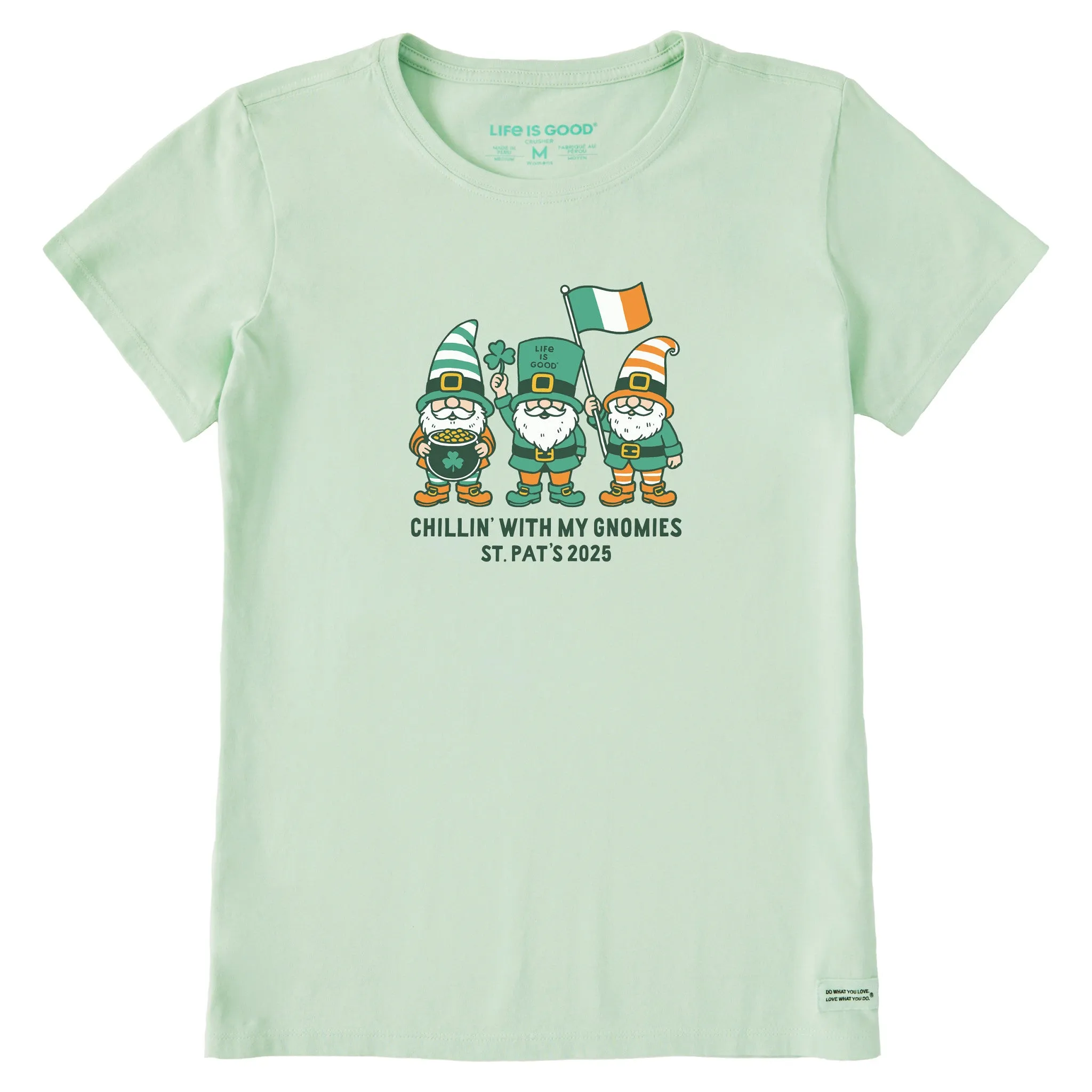 Women's Chillin With My St Pats Gnomies 2025 Short Sleeve Crusher Tee Life is Good