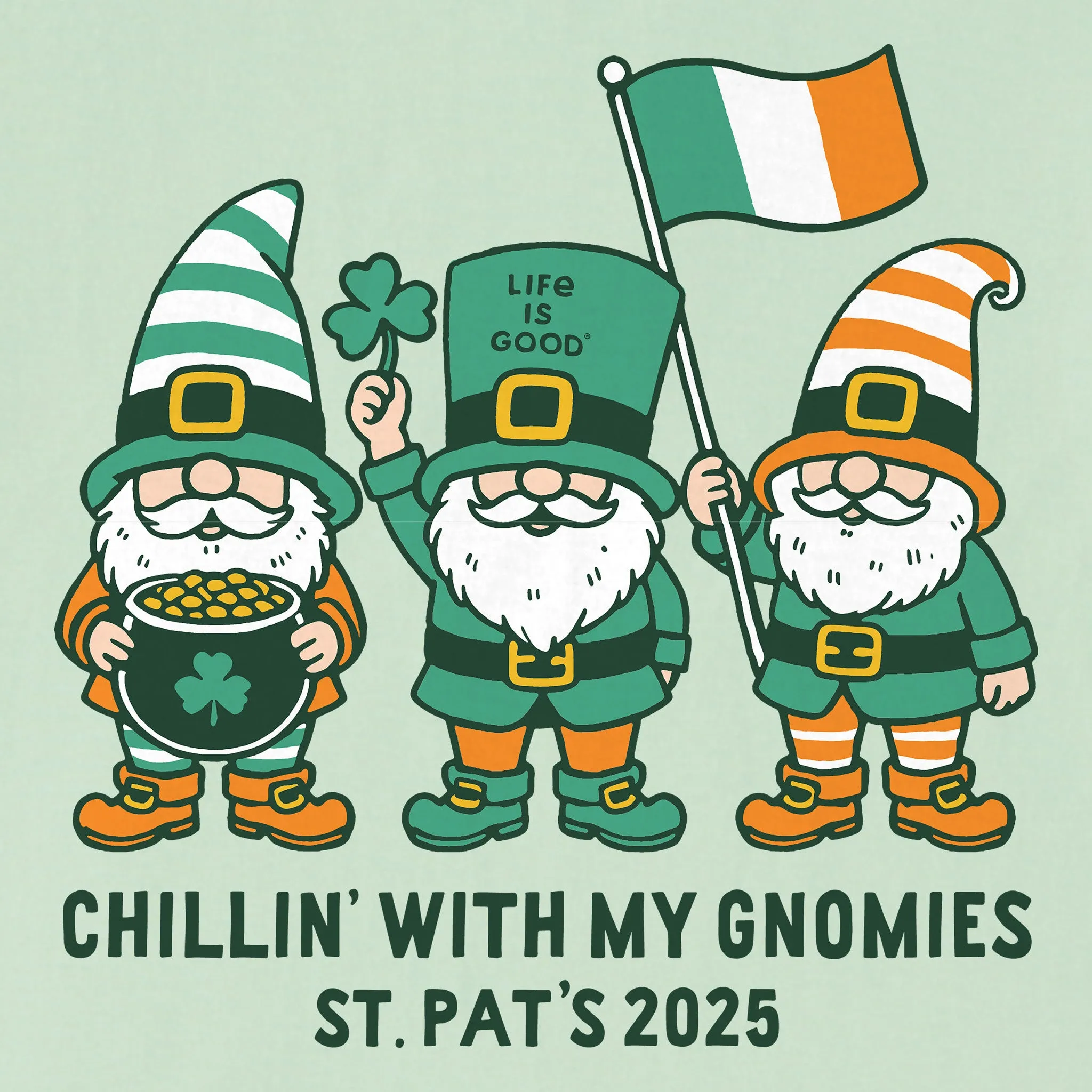 Women's Chillin With My St Pats Gnomies 2025 Short Sleeve Crusher Tee Life is Good