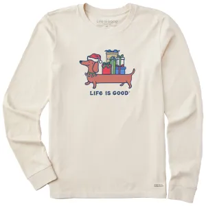 Women's Christmas Dachshund Long Sleeve Crusher Tee Life is Good