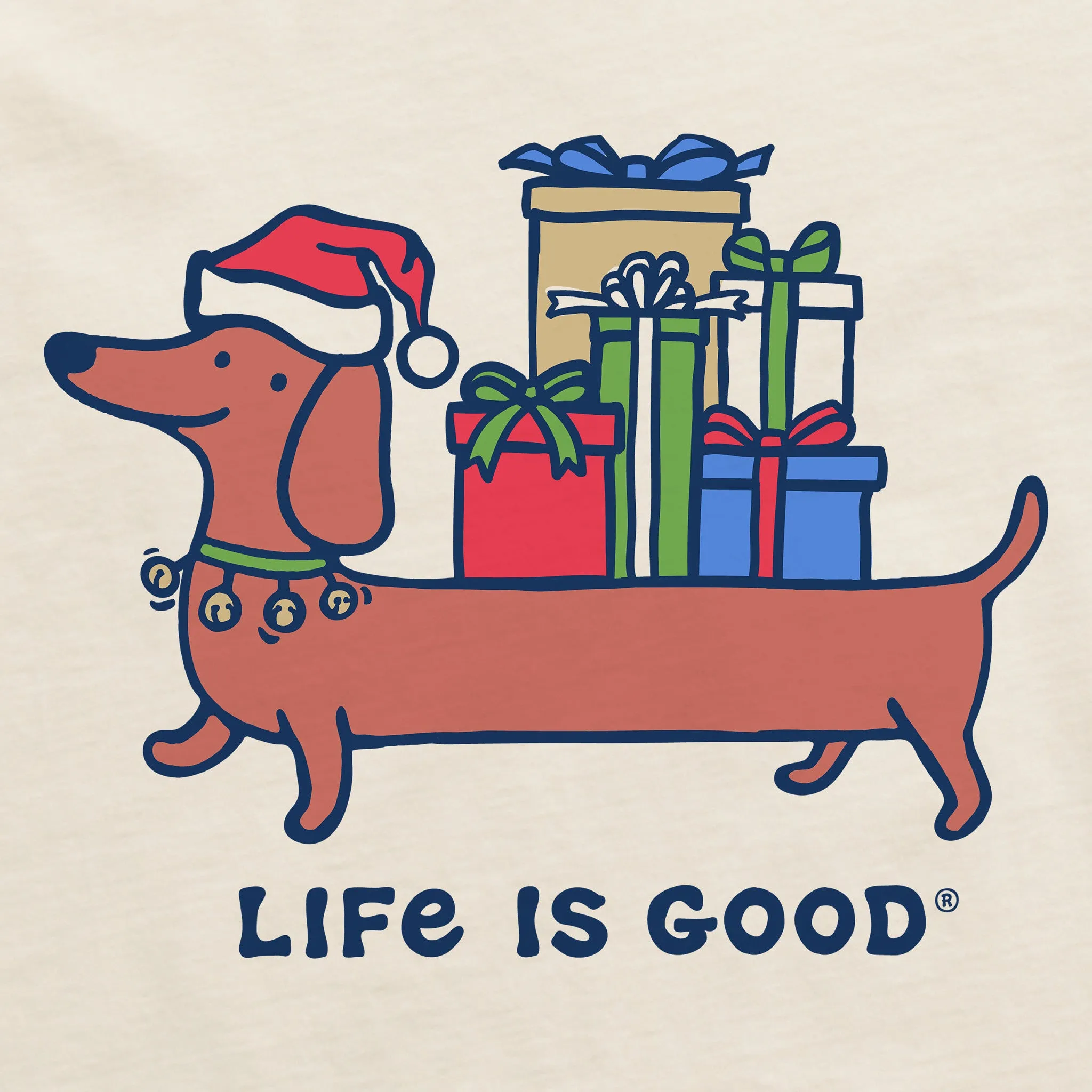 Women's Christmas Dachshund Long Sleeve Crusher Tee Life is Good