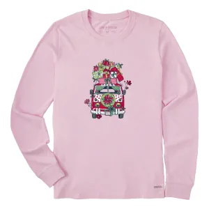 Women's Christmas Van Long Sleeve Crusher Tee Life is Good
