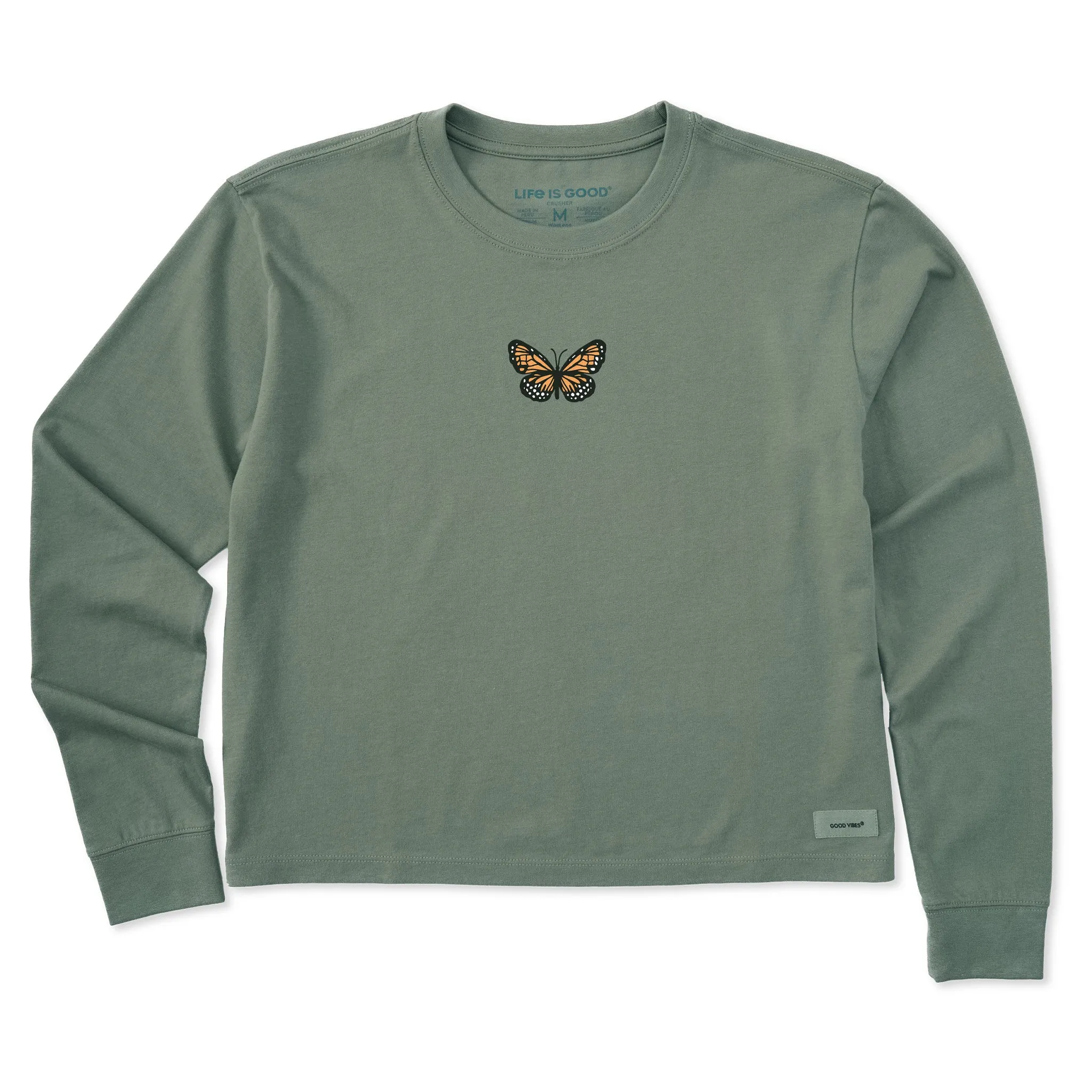 Women's Clean Butterfly Long Sleeve Crusher Boxy Tee Life is Good