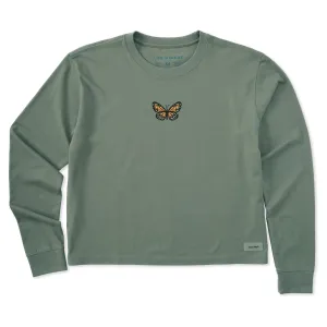 Women's Clean Butterfly Long Sleeve Crusher Boxy Tee Life is Good