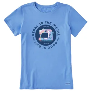 Women's Clean Pedal to the Metal Sewing Tie Dye Short Sleeve Tee Life is Good