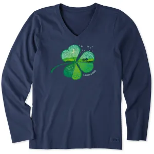 Women's Cloverfield Long Sleeve Crusher Vee Life is Good