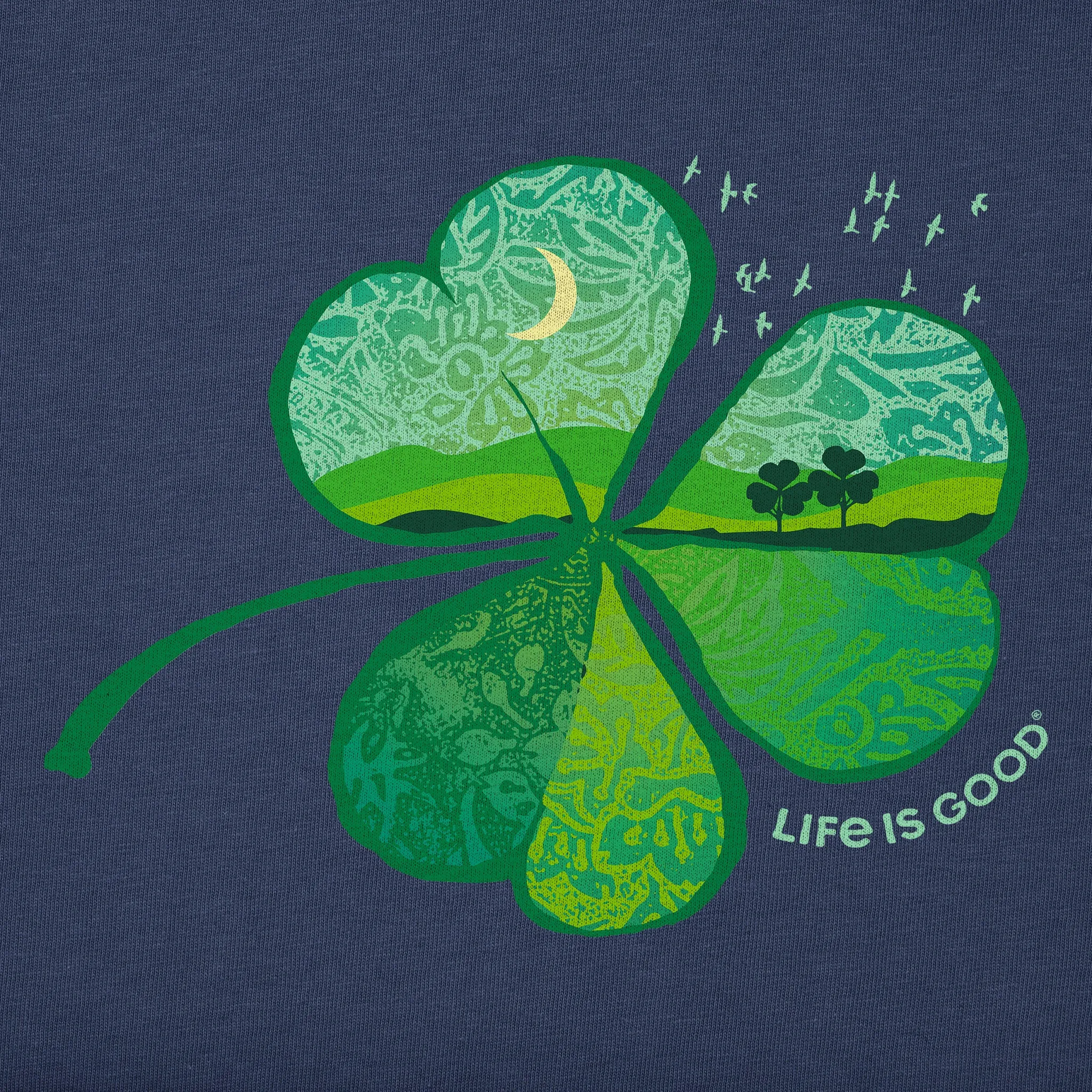 Women's Cloverfield Long Sleeve Crusher Vee Life is Good