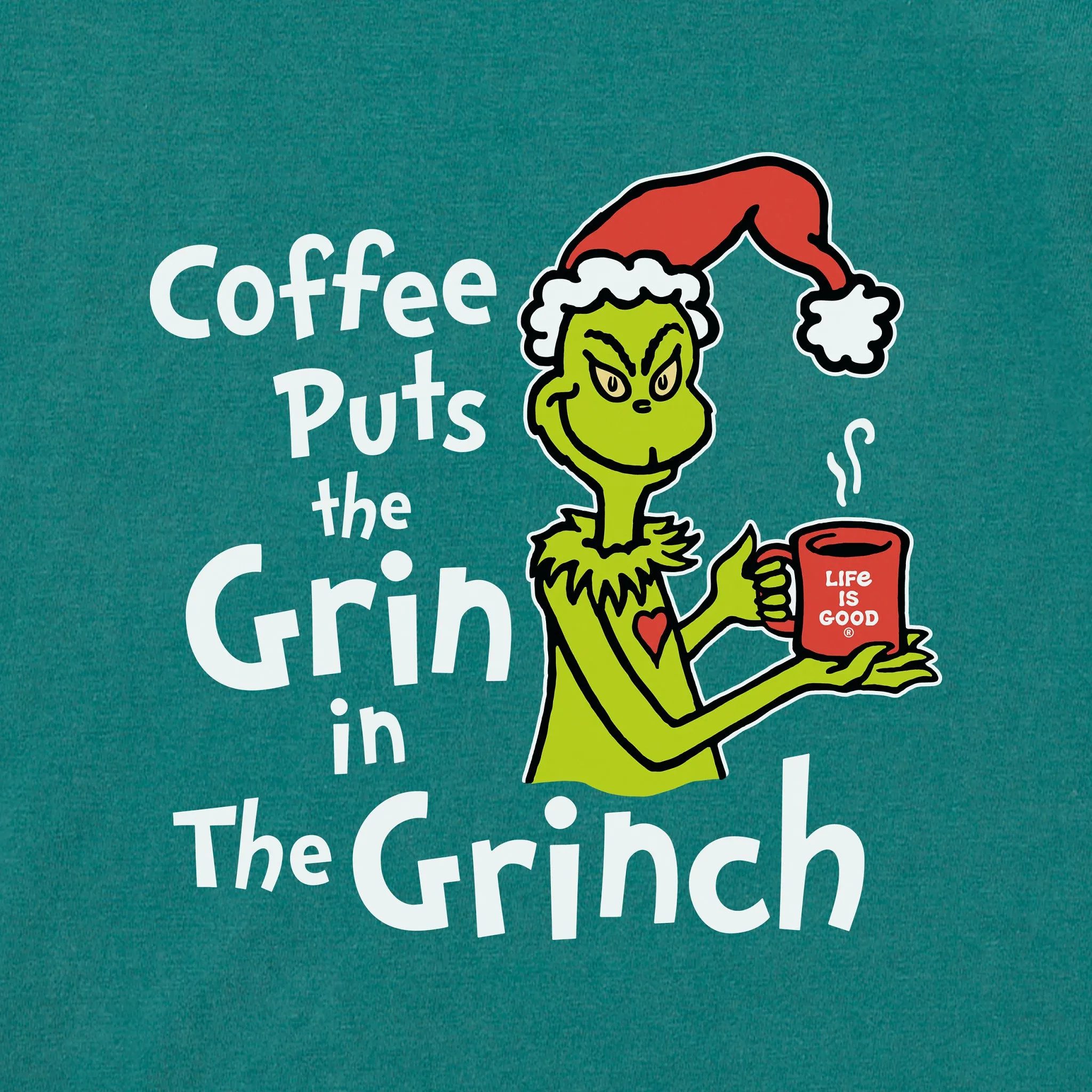 Women's Coffee puts Grin in Grinch Long Sleeve Crusher Tee Life is Good