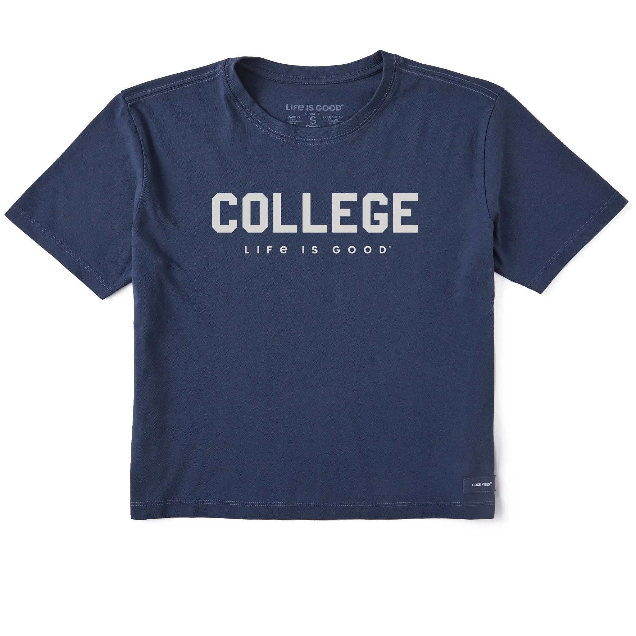 Women's College Short Sleeve Crusher Boxy Tee Life is Good