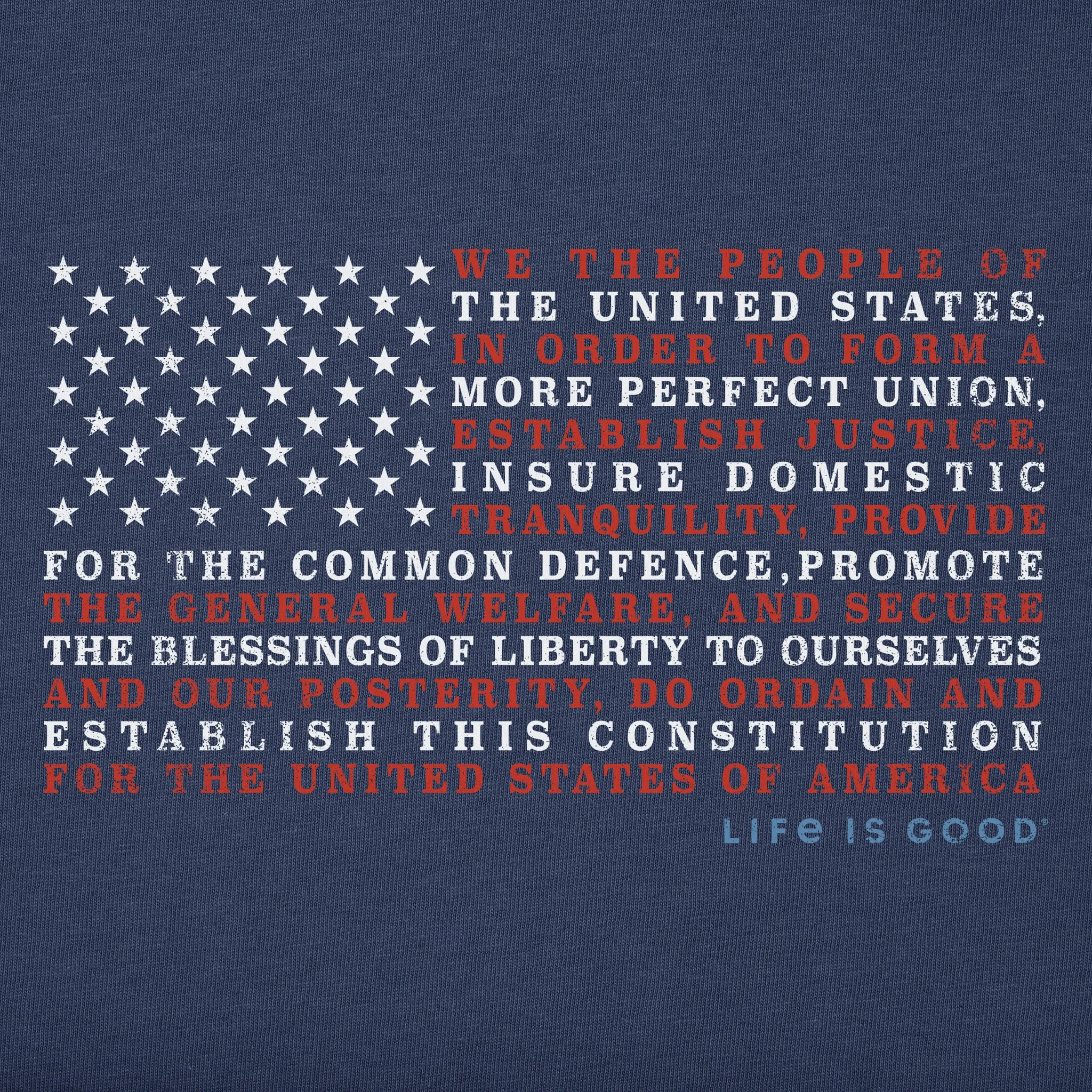 Women's Constitution Flag Short Sleeve Vee Life is Good