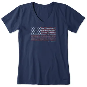 Women's Constitution Flag Short Sleeve Vee Life is Good