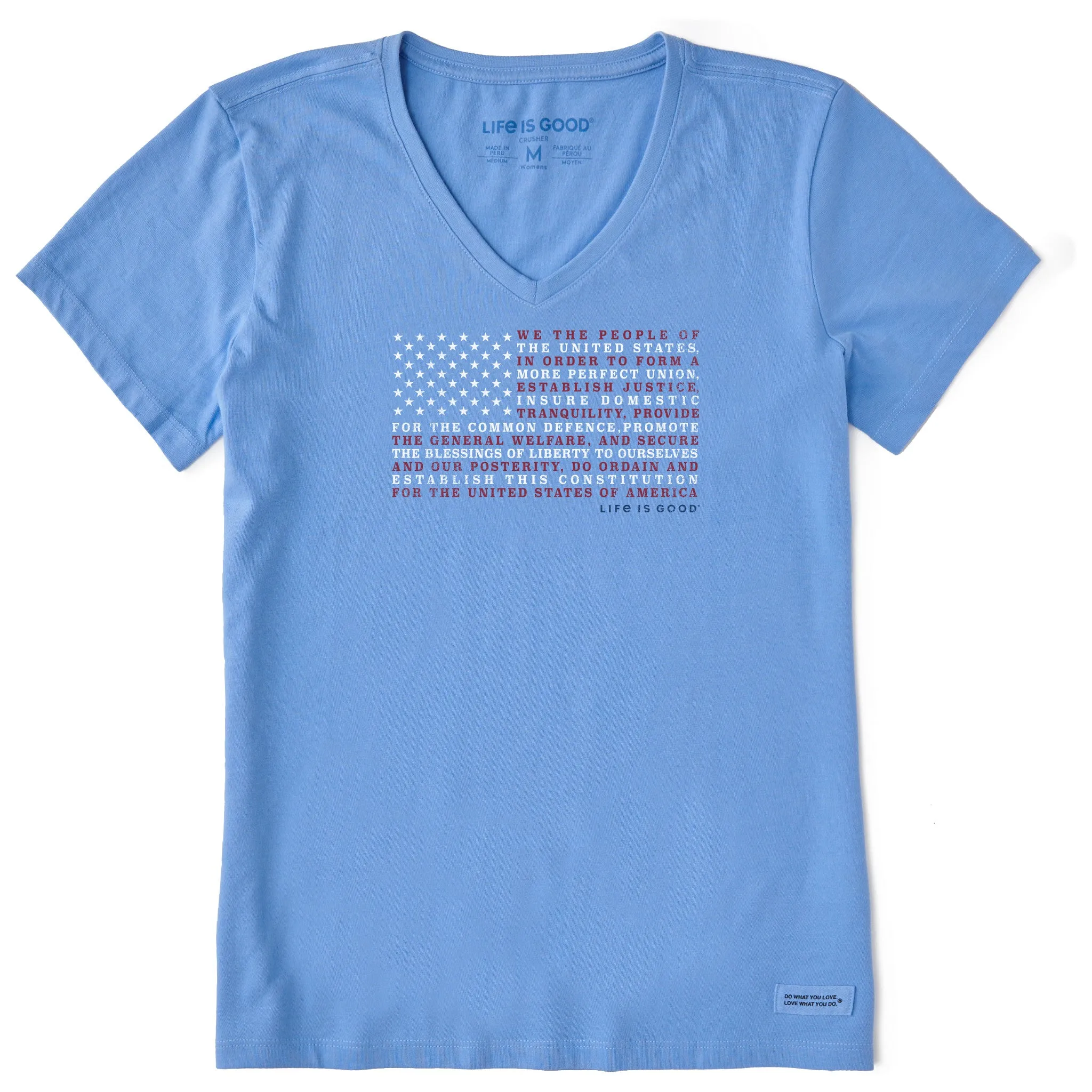 Women's Constitution Flag Short Sleeve Vee Life is Good