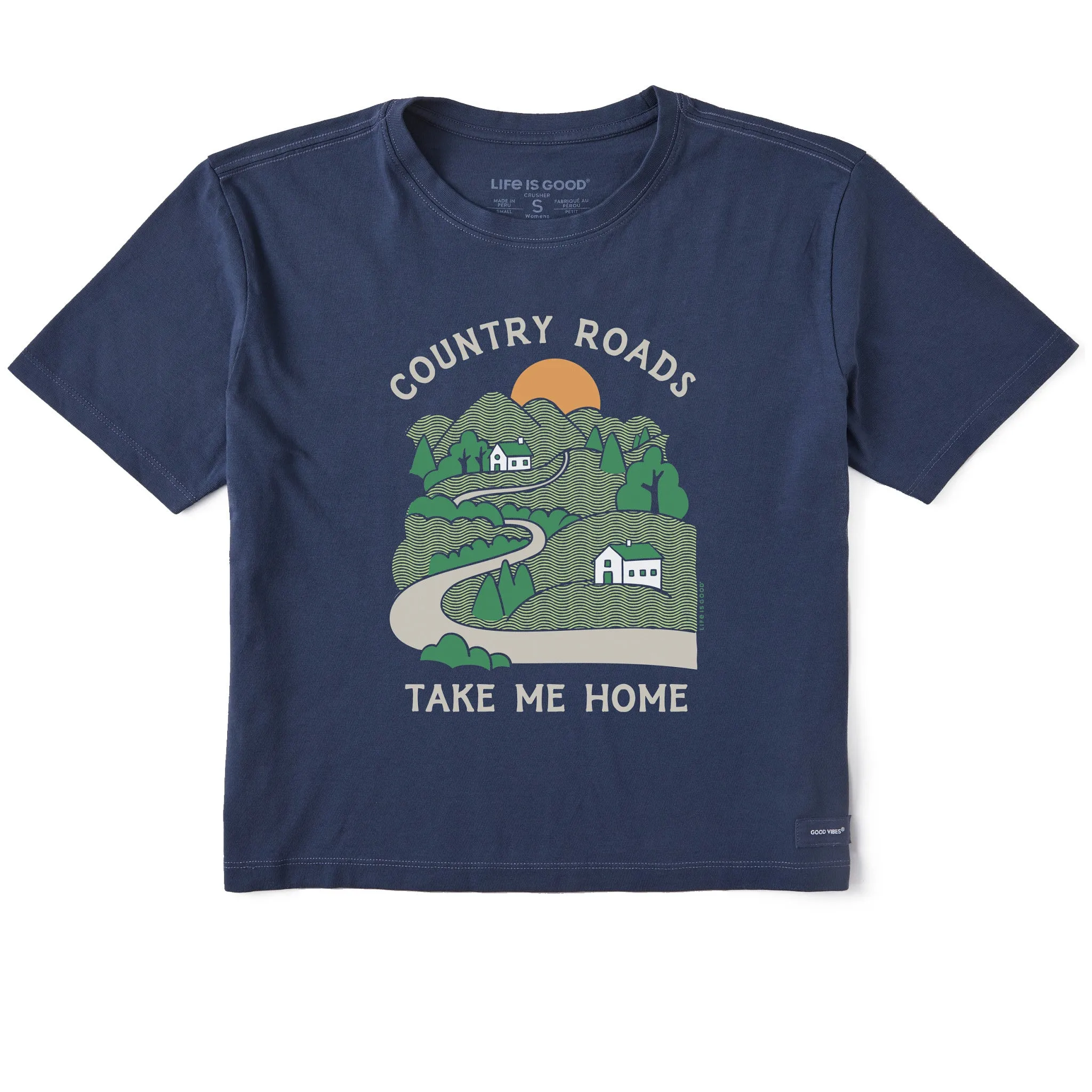 Women's Country Roads Take Me Home Short Sleeve Crusher Boxy Tee Life is Good