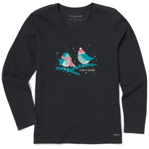 Women's Cozy Birds Long Sleeve Crusher Vee Life is Good