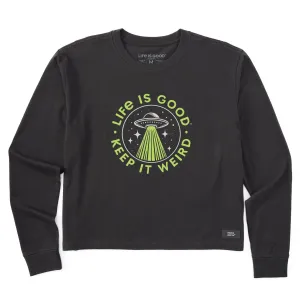 Women's Crafty Flying Saucer Long Sleeve Crusher Boxy Tee Life is Good