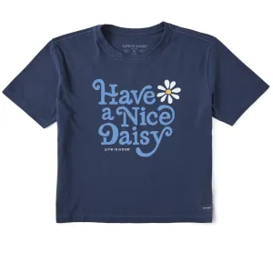 Women's Crafty Have a Nice Daisy Short Sleeve Crusher Boxy Tee Life is Good
