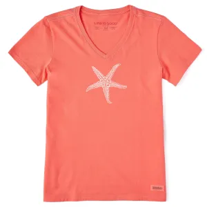 Women's Crafty Starfish Short Sleeve Vee Life is Good
