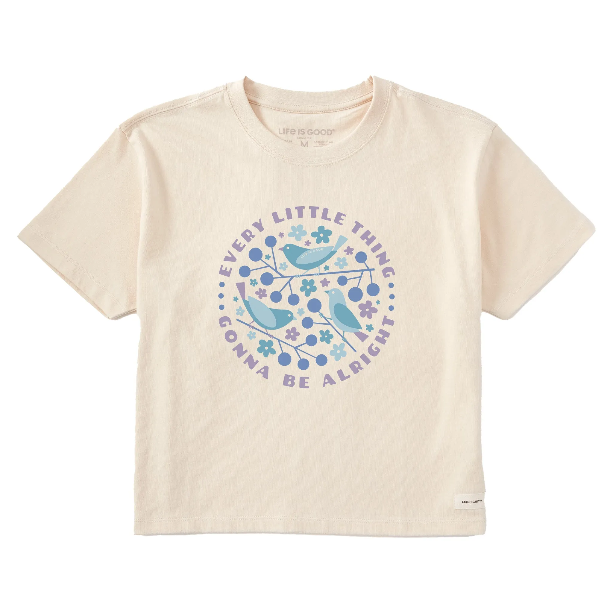 Women's Crafty Three Little Birds Short Sleeve Crusher Boxy Tee Life is Good